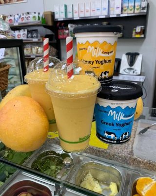 Fresh Mango smoothies with Fleurieu Milk Company yoghurt. What a great Summer treat. If you'd like one, why not drop into the Farm Fresh Market at Murray Bridge, or try making one yourself at home! Image: Farm Fresh Market Murray Bridge